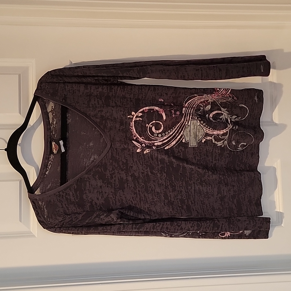 HD womens semi sheer long sleeve Lg